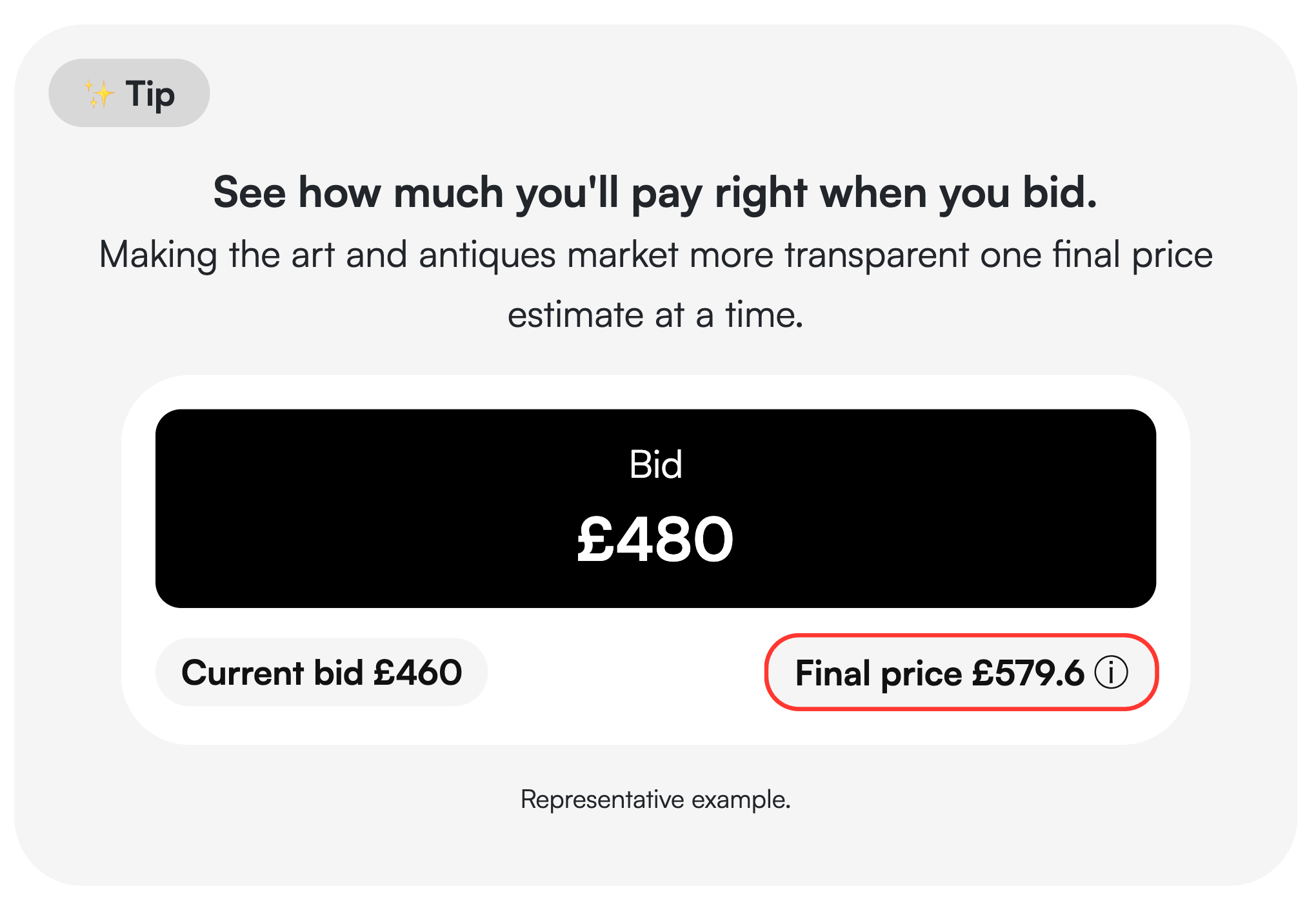 Image showing an example of the Final Price Calculator component in the Marketplace.